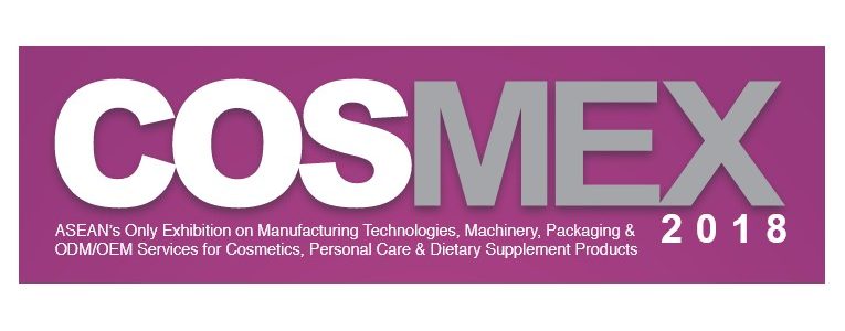 Cosmex 2018 | ASEAN’s Cosmetics & Dietary Supplement Manufacturing Event, 30 Oct – 1 Nov 2018, BITEC, Bangkok, Thailand