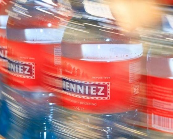 Henniez mineral water bottles now made of 75% recycled plastic