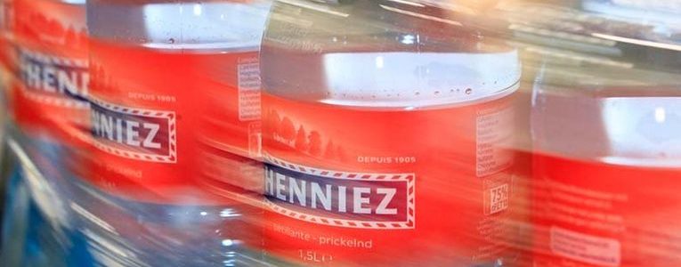 Henniez mineral water bottles now made of 75% recycled plastic